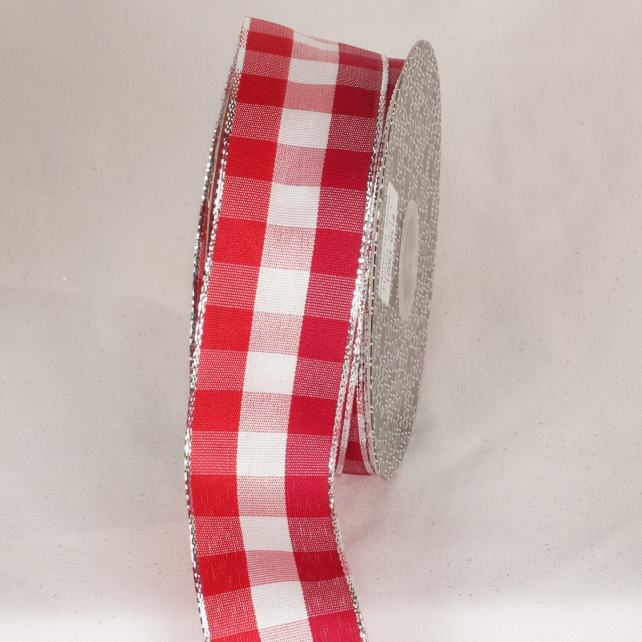 The Ribbon People White and Red Checkered Print Wired Craft Ribbon 1.5" x 27 Yards